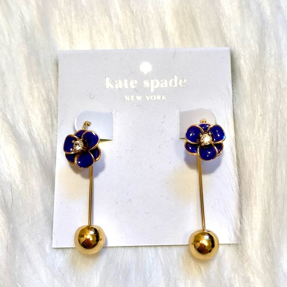 kate spade Jewelry - NWT Kate Spade Blue Flower Dangle Earrings
